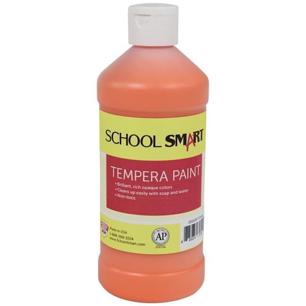 School Smart 2002697 1 Pint Tempera Paint; Orange